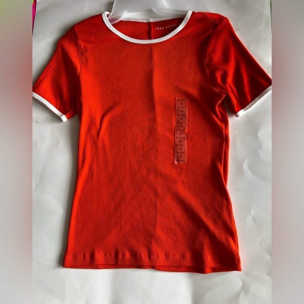[Free Assembly]  Women's Round Neck Short Sleeve T Shirts Orange Size M